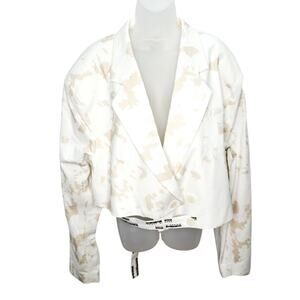 Maison Blanche Cropped Jacket Cream Tan Bleach Dye Chic Unisex Street Style